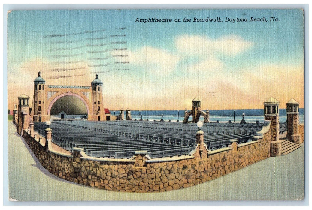 1942 Open Air Amphitheater On The Boardwalk Daytona Beach Florida FL Postcard