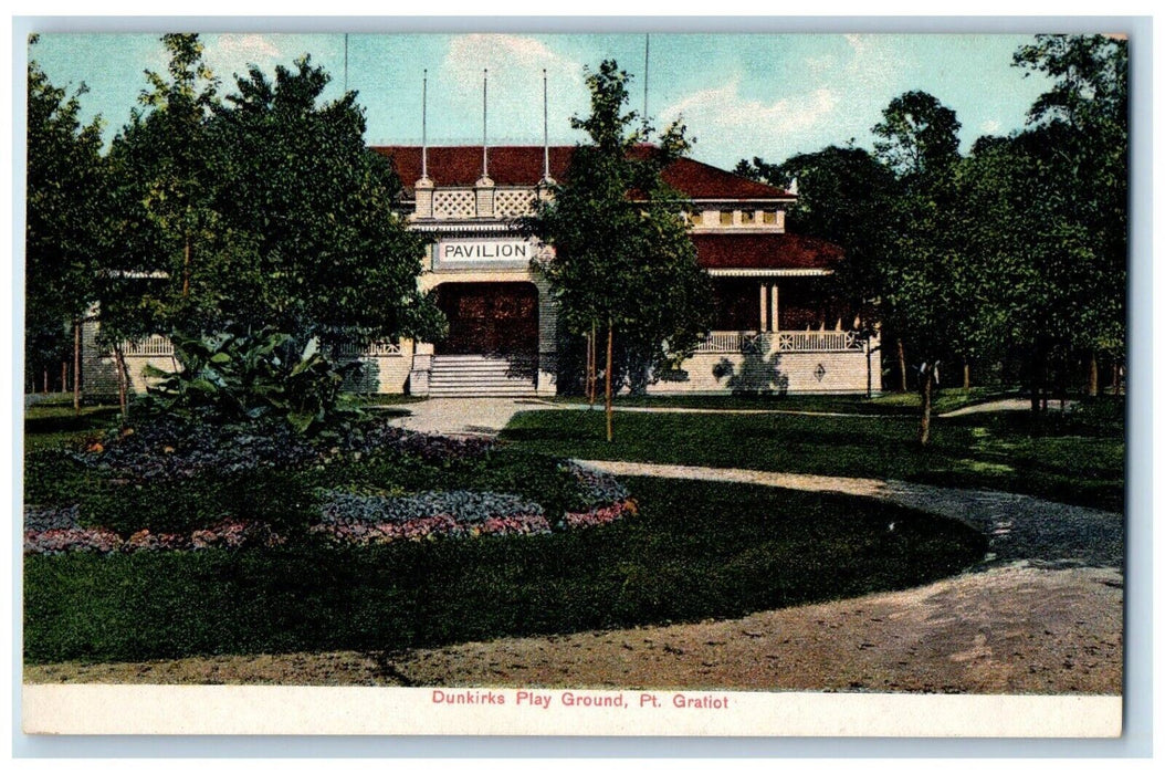 1910 Dunkirks Play Pavilion Exterior Garden Ground Pt. Gratiot New York Postcard