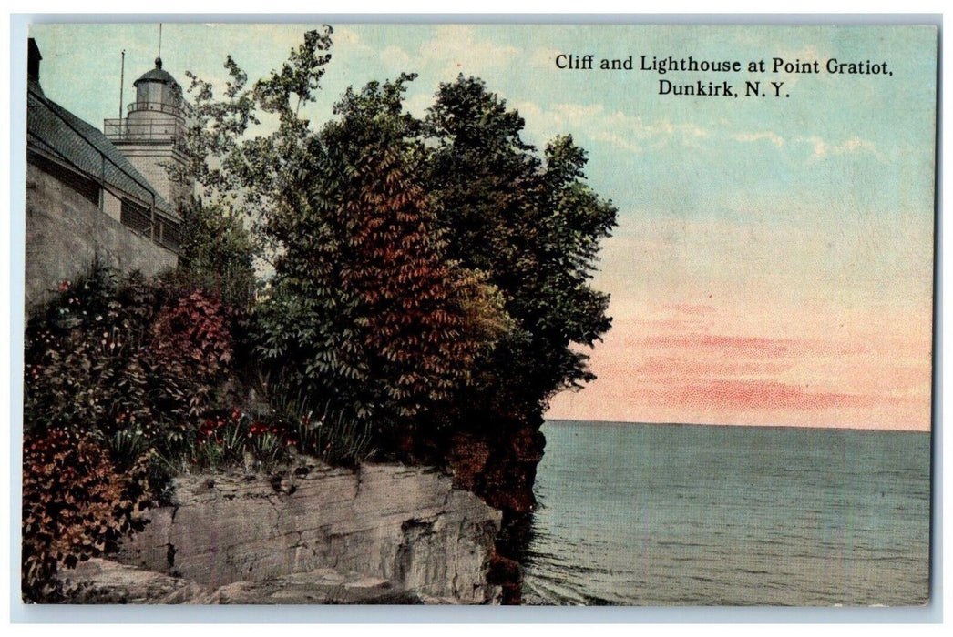 c1910 Cliff Lighthouse Point Gratiot Ocean Exterior Dunkirk New York NY Postcard