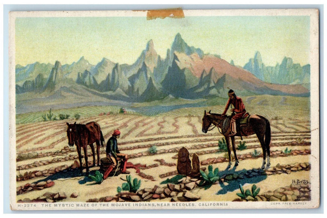 The Mystic Maze Of The Mojave Indians Needles CA Fred Harvey Phostint Postcard