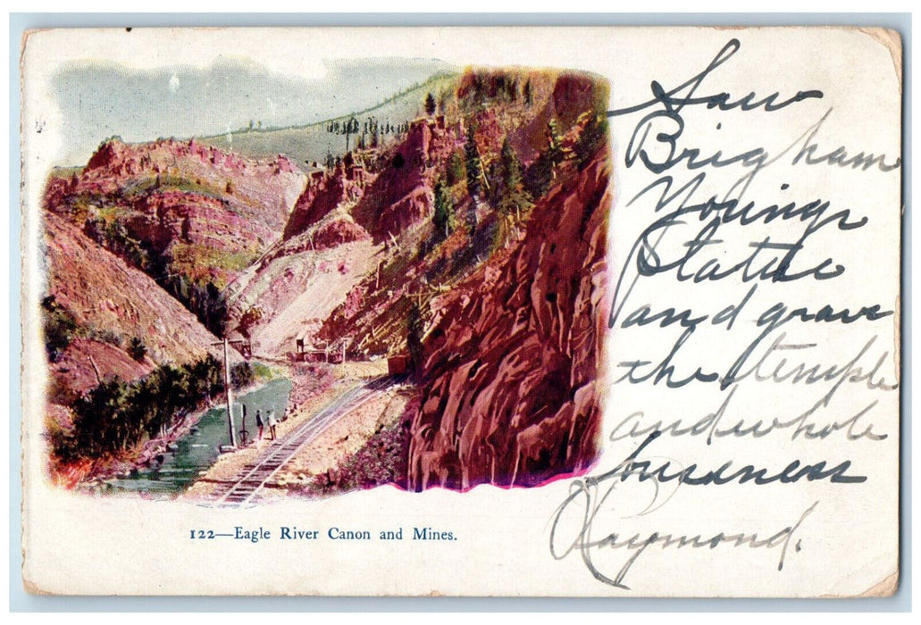 1905 Eagle River Canon And Mines Colorado CO, Train Railroad Scene  Postcard