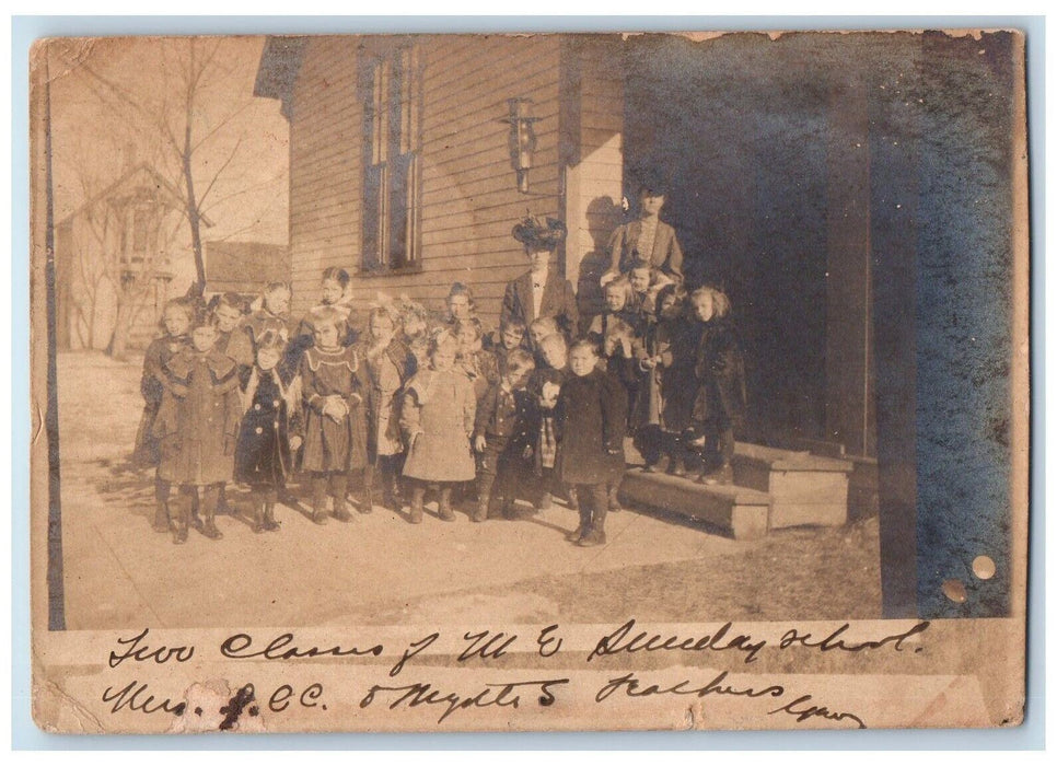 1906 Sunday School Church Children Teacher West Concord MN RPPC  Photo Postcard