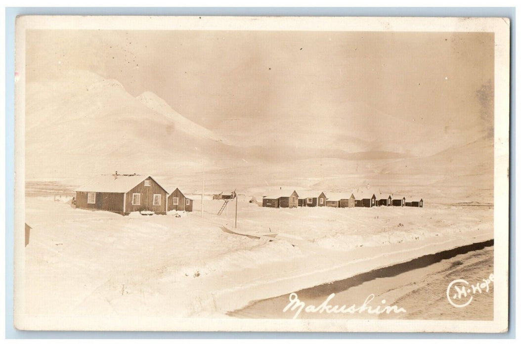 c1930's Makushin Volcano Village Fox Islands Hope Alaska AK RPPC Photo Postcard