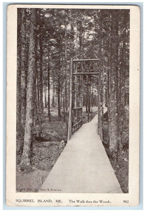 1919 Squirrel Island Maine ME, The Walk Thru The Woods Antique Posted Postcard