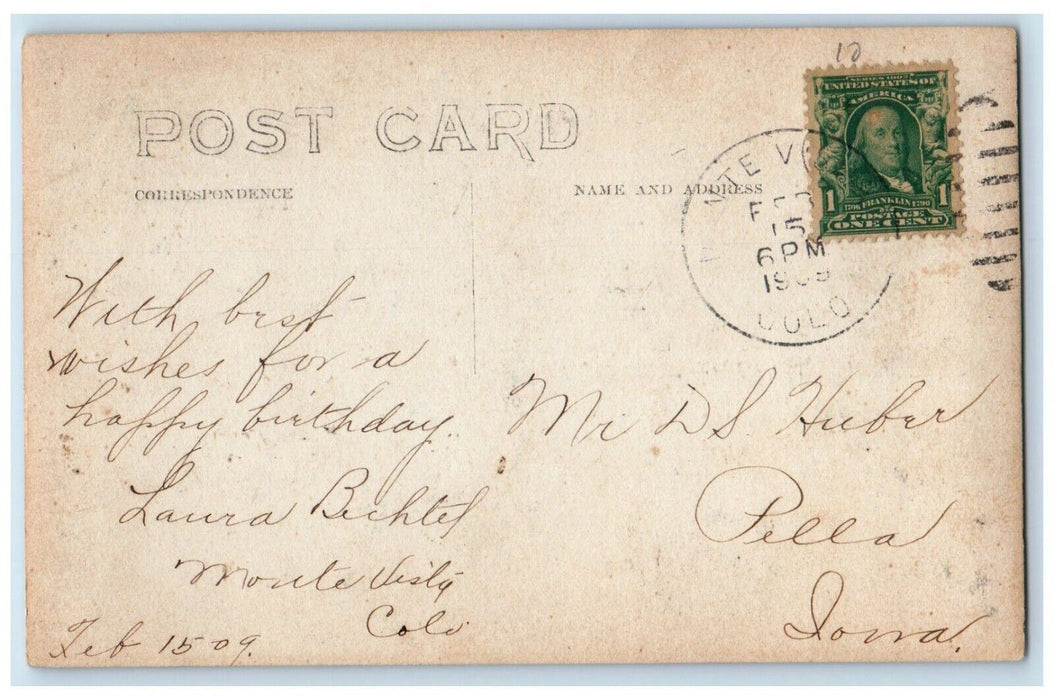 1909 Lovers Lane Bridge Monte Vista Colorado CO RPPC Photo Posted Postcard
