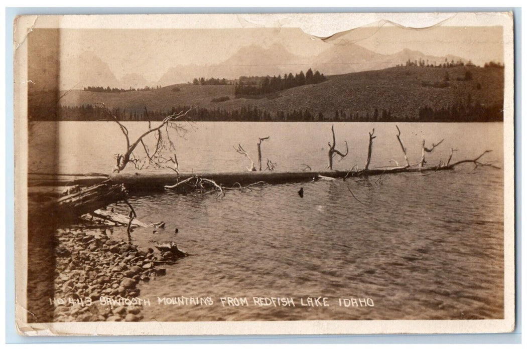 1925 Sawtooth Mountains Redfish Lake Stanley Idaho ID RPPC Photo Postcard