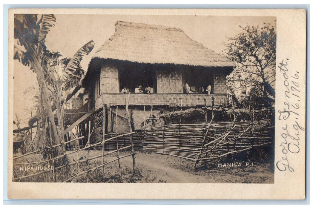1906 George Fencott Nipa House Manila Philippines  RPPC Photo Postcard