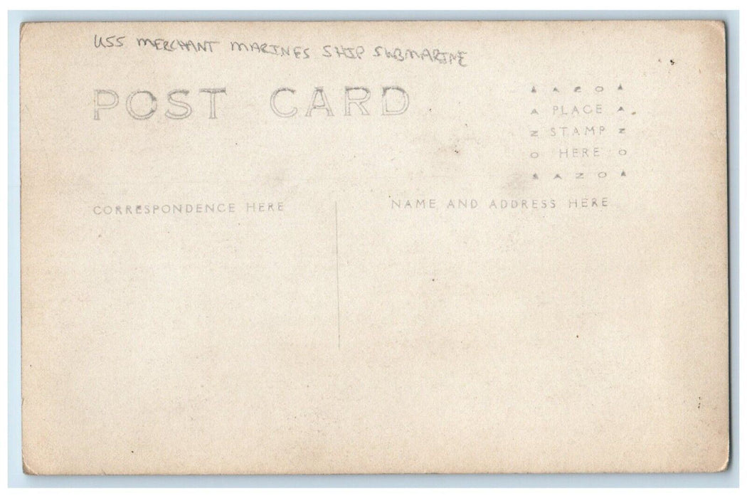 c1910's USSM Merchant Marines Ship Submarine Sailboat RPPC Photo Postcard
