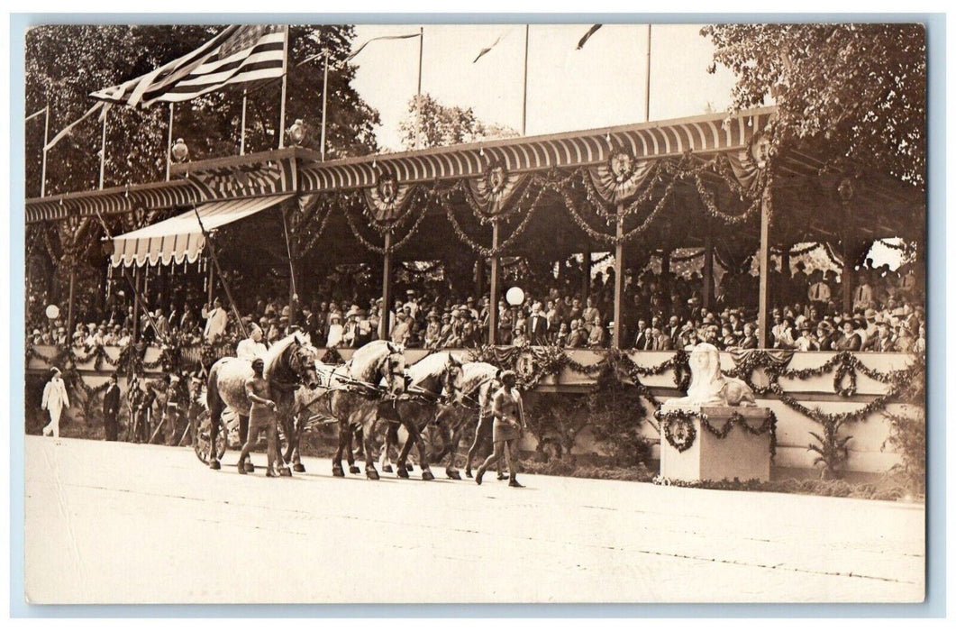 1923 Shriner's Parade Marines Flag Horse Team RPPC Photo Unposted Postcard