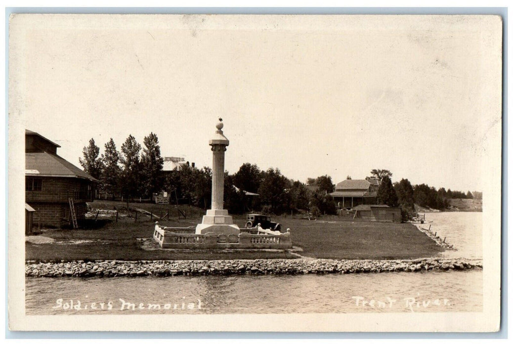 c1920's Soldiers Monument Trent River Ontario Canada RPPC Photo Postcard