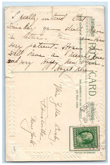 1910 Christmas Wishes Poinsettia Flowers John Winsch Artist Signed Postcard