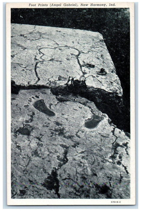 c1950's Foot Prints (Angel Gabriel) New Harmony Indiana IN Vintage Postcard