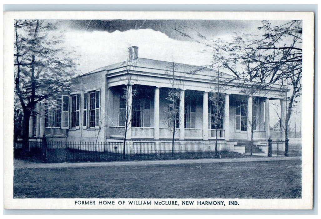 c1920's Former Home of William McClure New Harmony Indiana IN Postcard
