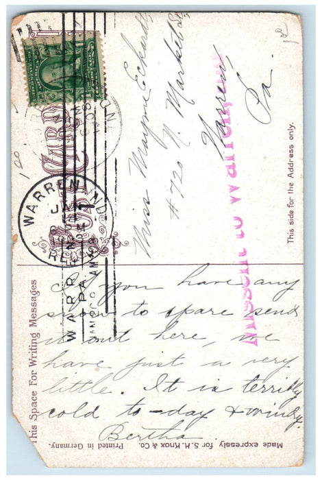 1908 The Mississinewa River Train Bridge Marion Indiana IN Warren IN Postcard