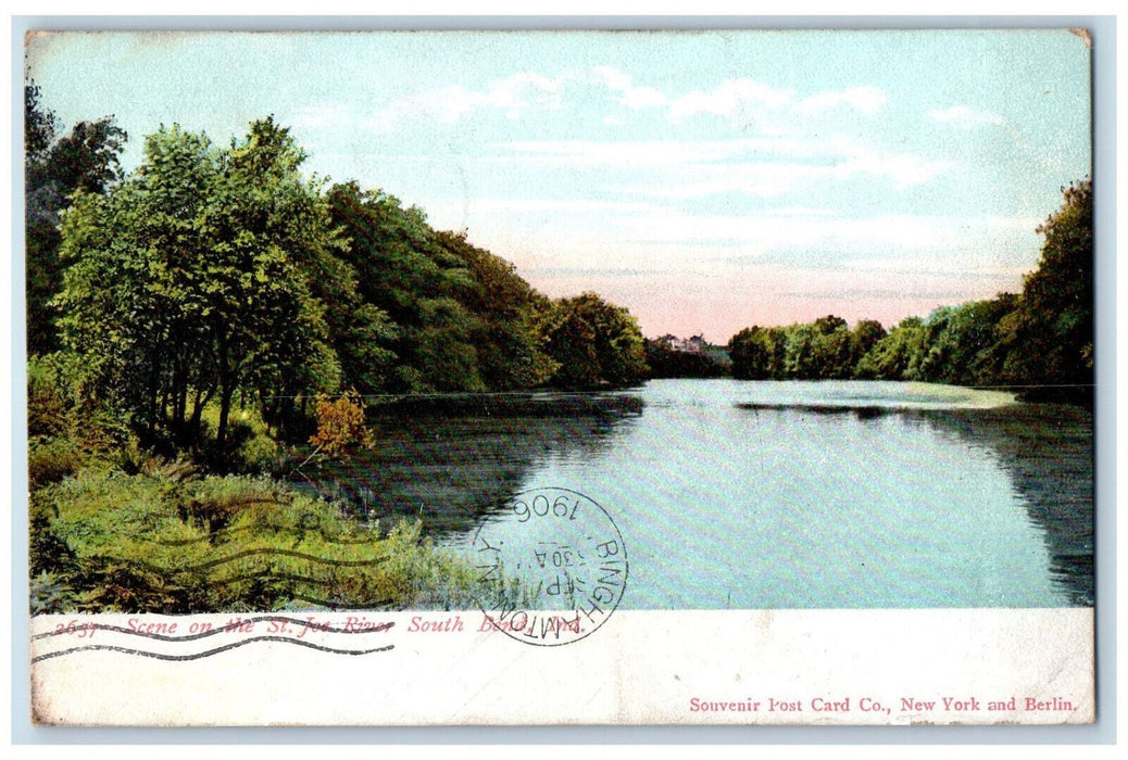 1906 Scene on the St. Joe River South Bend Indiana IN RPO Posted Postcard