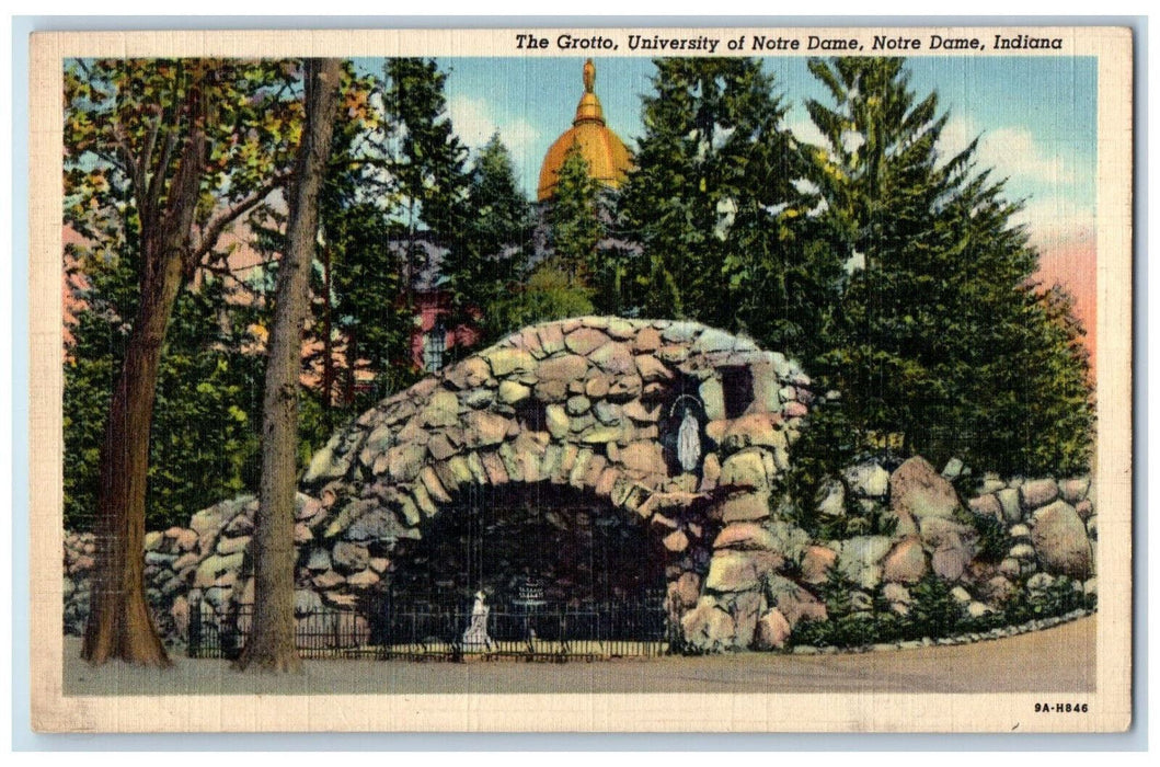 c1940's The Grotto University of Notre Dame Indiana IN Vintage Postcard