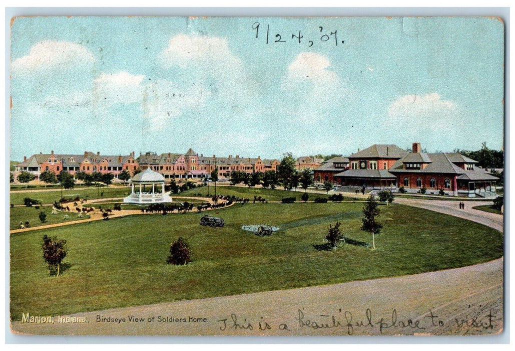1907 Birds Eye View of Soldiers Home Marion Indiana IN Van Buren IN Postcard