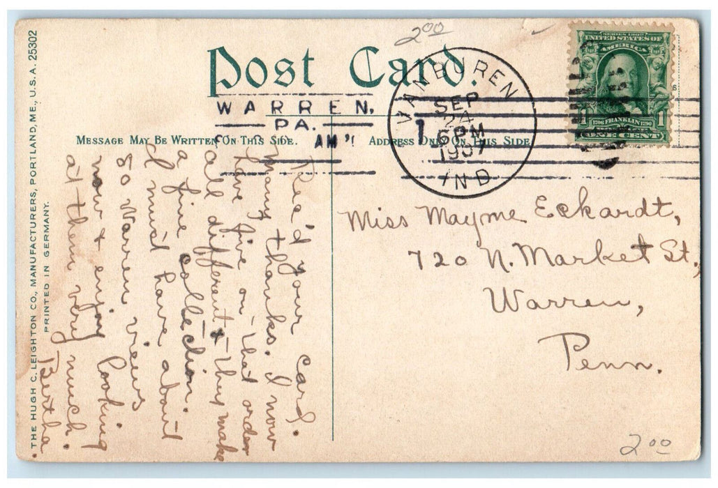 1907 Birds Eye View of Soldiers Home Marion Indiana IN Van Buren IN Postcard