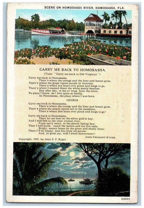 1926 Scene on Homosassa River Homosassa Florida FL Vintage Posted Postcard