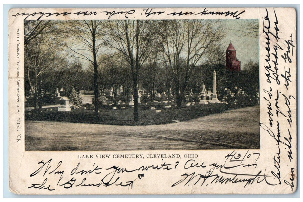 1907 Lake View Cemetery Cleveland Ohio OH Glendale CA Posted Private Postcard