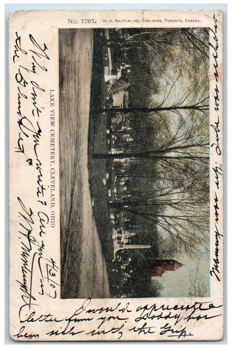 1907 Lake View Cemetery Cleveland Ohio OH Glendale CA Posted Private Postcard