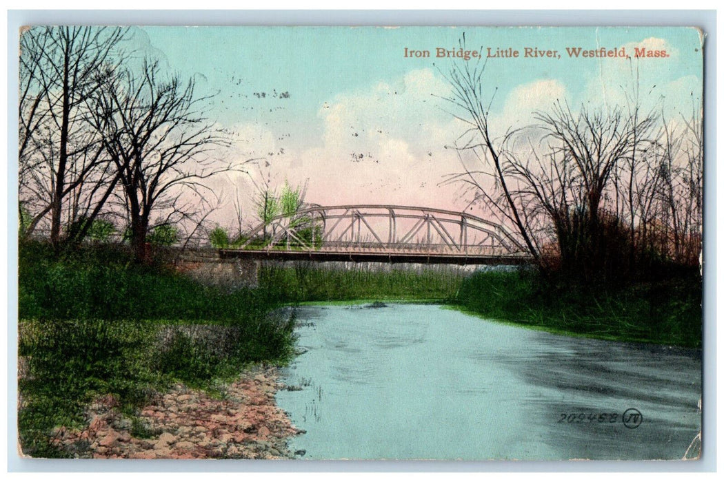1913 Iron Bridge Little River Westfield Massachusetts MA Posted Postcard