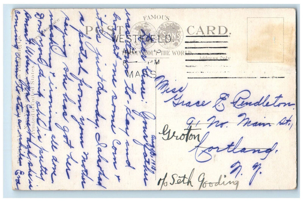 1913 Iron Bridge Little River Westfield Massachusetts MA Posted Postcard
