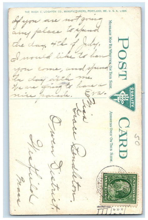 1913 Interior Masonic Temple Westfield Massachusetts MA Posted Postcard