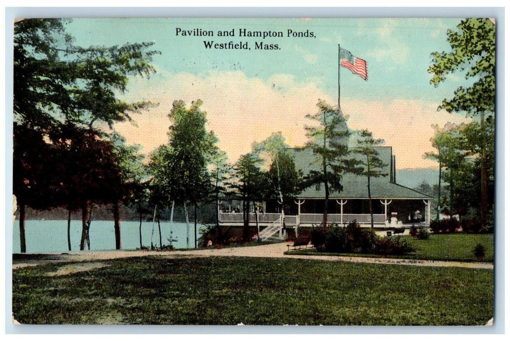 1914 Pavilion and Hampton Ponds Westfield Massachusetts MA Antique Postcard