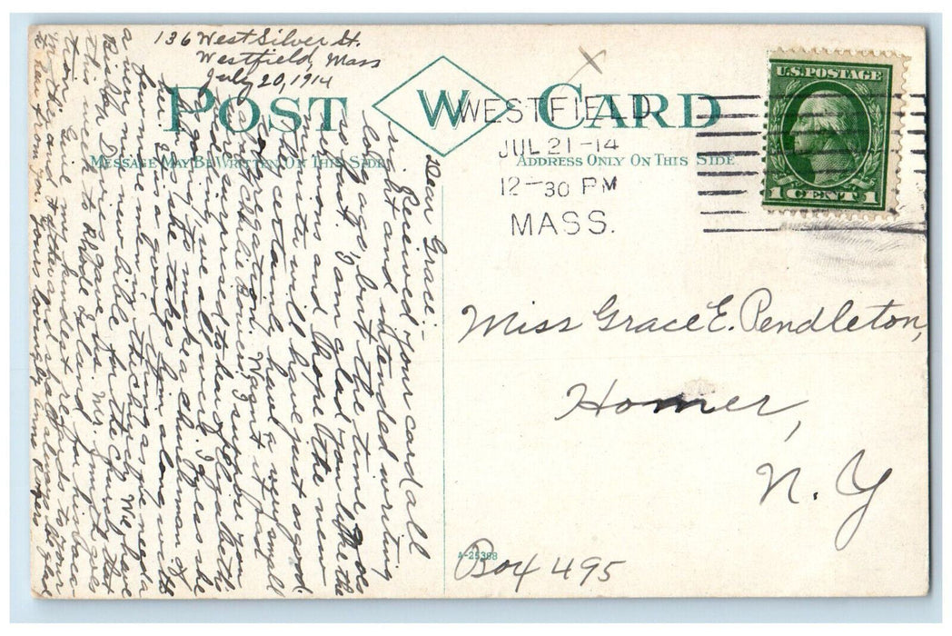 1914 Pavilion and Hampton Ponds Westfield Massachusetts MA Antique Postcard