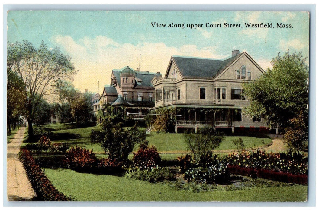 1914 View Along Upper Court Street Westfield Massachusetts MA Postcard