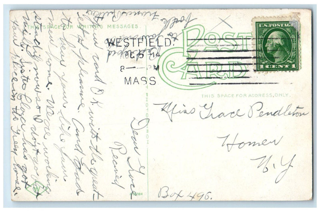 1914 View Along Upper Court Street Westfield Massachusetts MA Postcard