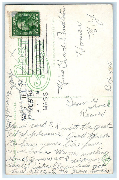 1914 View Along Upper Court Street Westfield Massachusetts MA Postcard