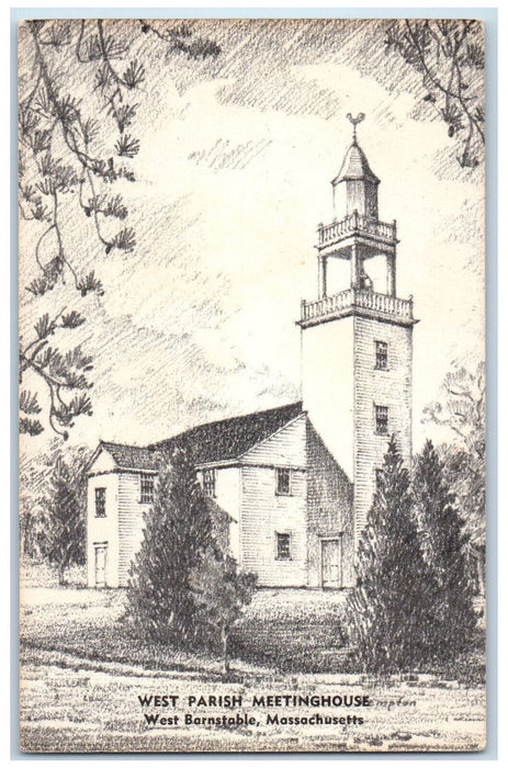 c1950's West Parish Meetinghouse West Barnstable Massachusetts MA Postcard