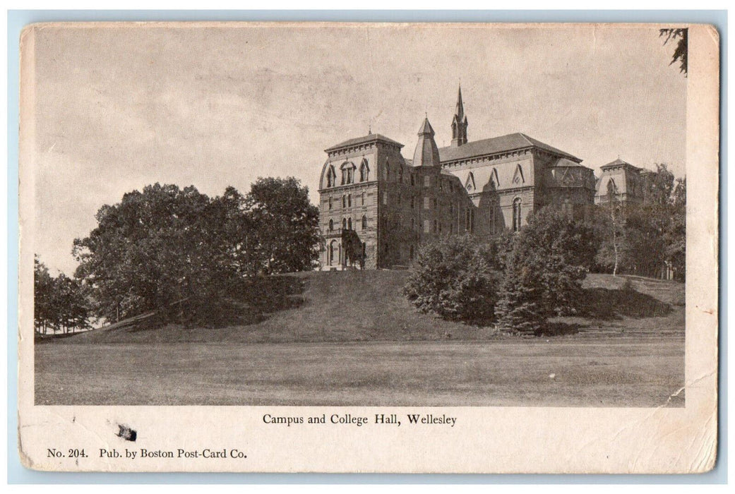 c1905 Campus and College Hall Wellesley Massachusetts MA Antique Postcard