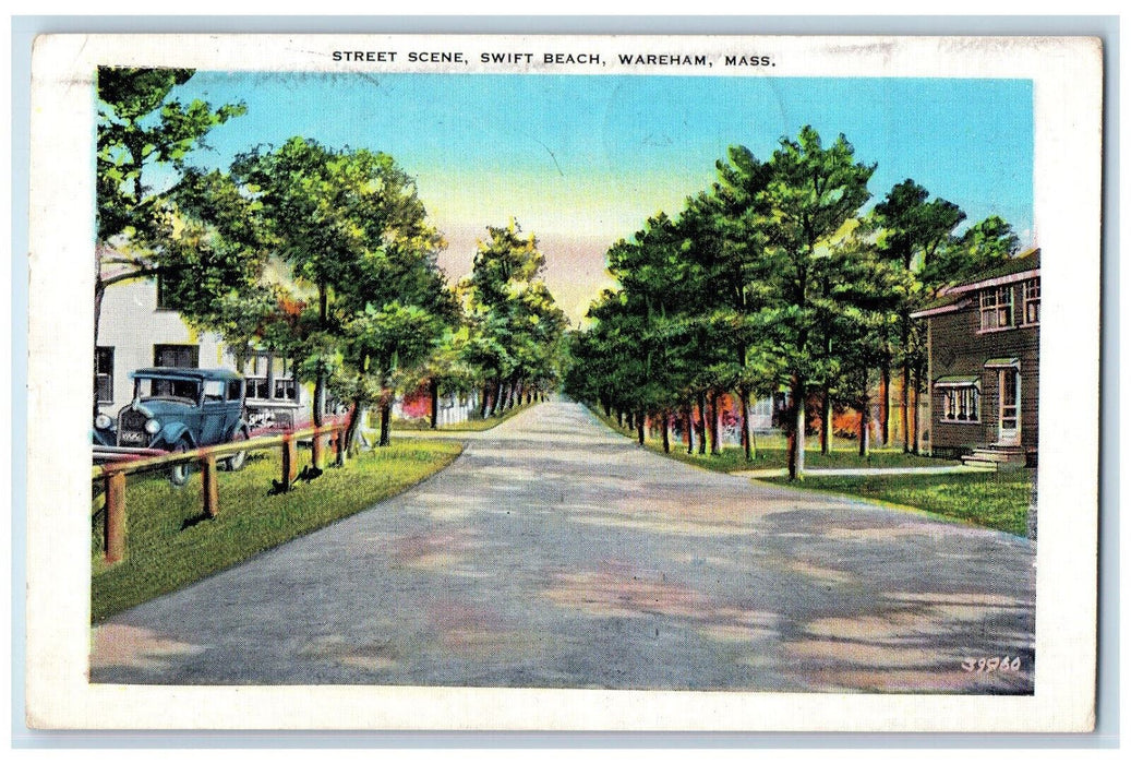 1938 Street Scene Swift Beach Wareham Massachusetts MA Posted Postcard