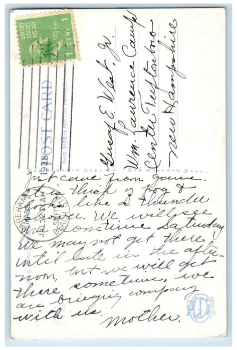 1938 Street Scene Swift Beach Wareham Massachusetts MA Posted Postcard