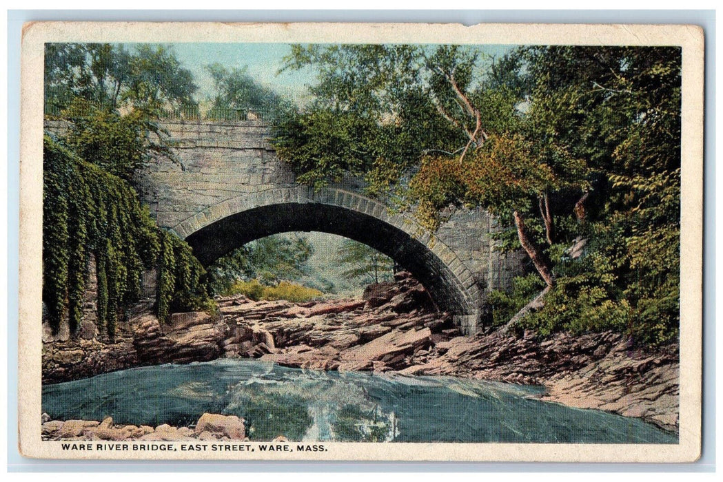 c1940's Ware River Bridge East Street Ware Massachusetts MA Postcard