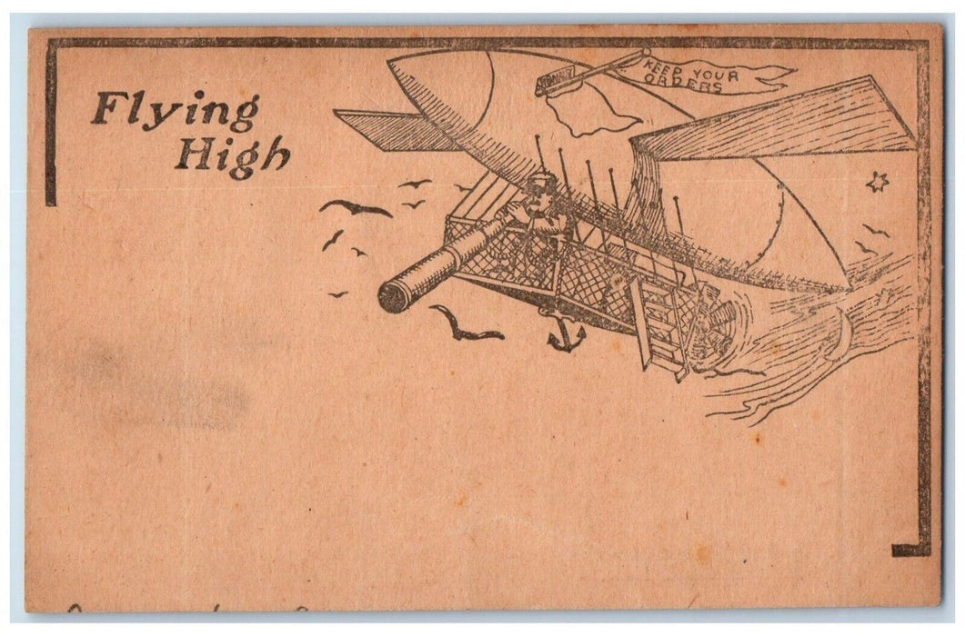 c1905 Flying High Airship Dirigible Keep Your Orders Unposted Antique Postcard