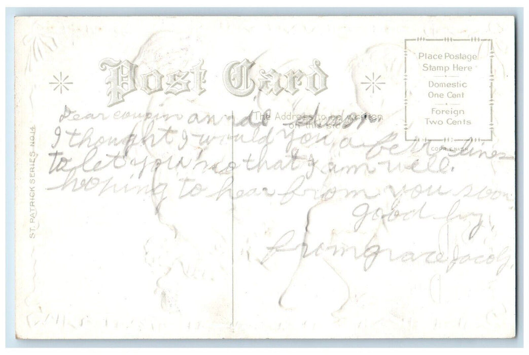 c1910's St. Patrick's Day Memorie Dear Children Dancing Nash Antique Postcard