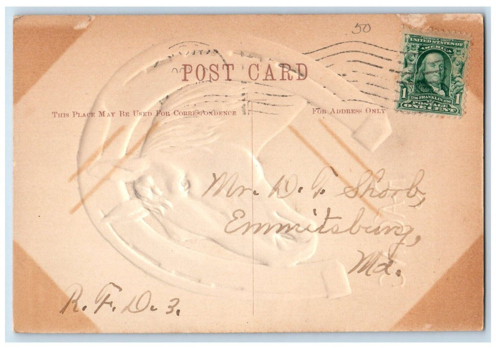 c1910's Horseshoe Horse Head Embossed York Pennsylvania PA Antique Postcard