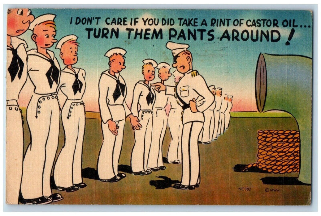 1942 WW2 Sailor Turn Them Pants Around Jacksonville Florida FL Vintage Postcard