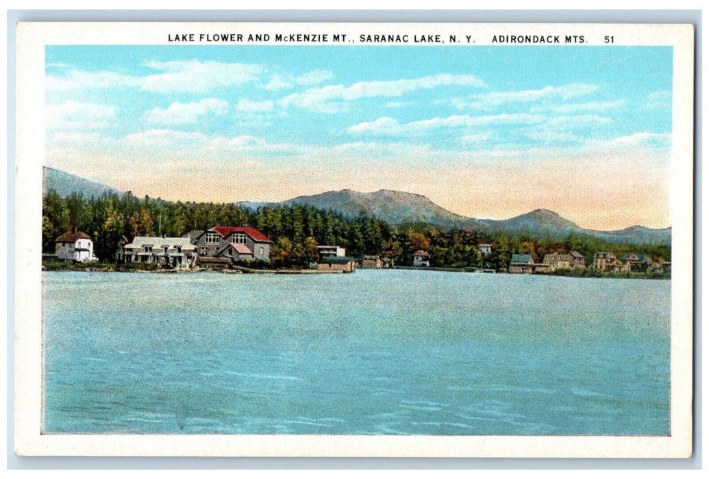 c1920 Lake Flower McKenzie Mt. Saranac Lake Adirondacks Mts. New York Postcard