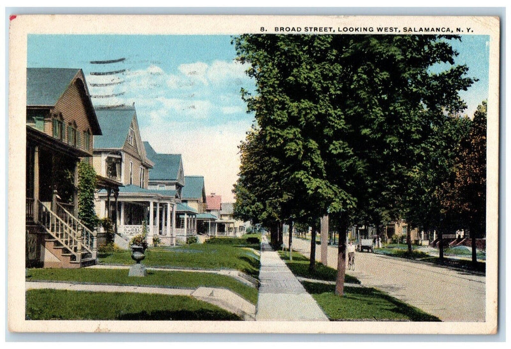 1921 Broad Street Looking West Exterior Houses Road Salamanca New York Postcard