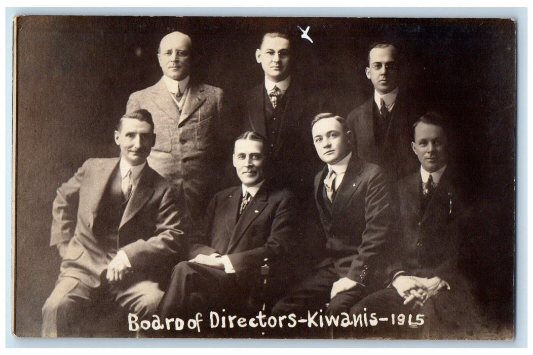 1915 Kiwanis Board Of Directors Detroit Michigan MI RPPC Photo Postcard