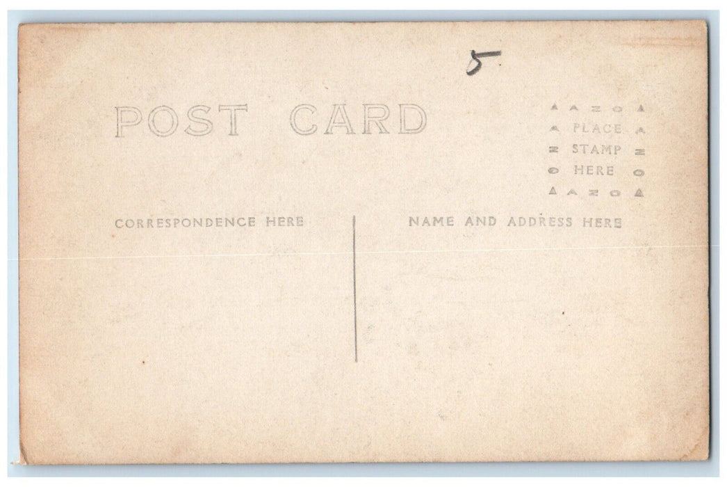 c1910's Candid Child Boy Dog Porch Hat Cap Friends RPPC Photo Unposted Postcard