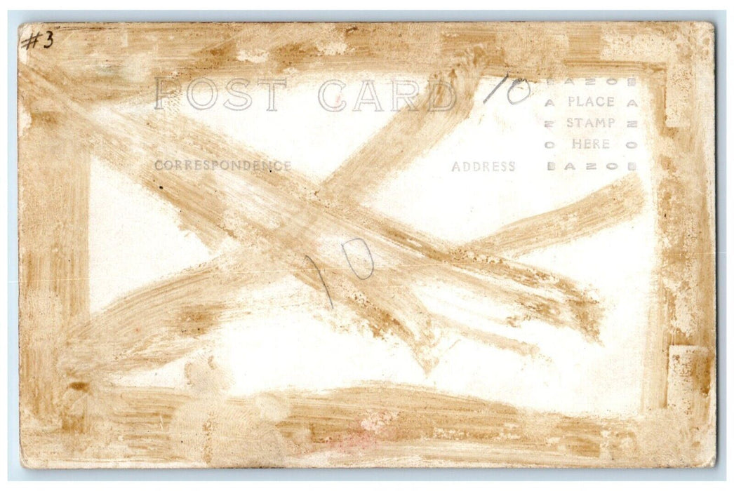 c1920's Candid Dog Sled Team Mountains Snow Evergreen Trees RPPC Photo Postcard