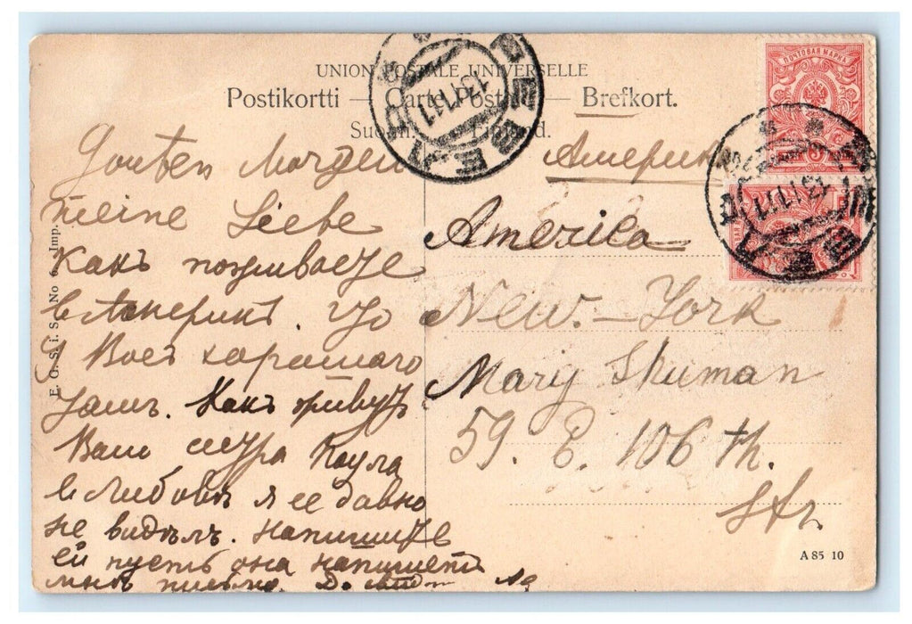 1911 Helsingfors Helsinki Steamer Ship NJK Ja Luoto Klippan Finland Postcard