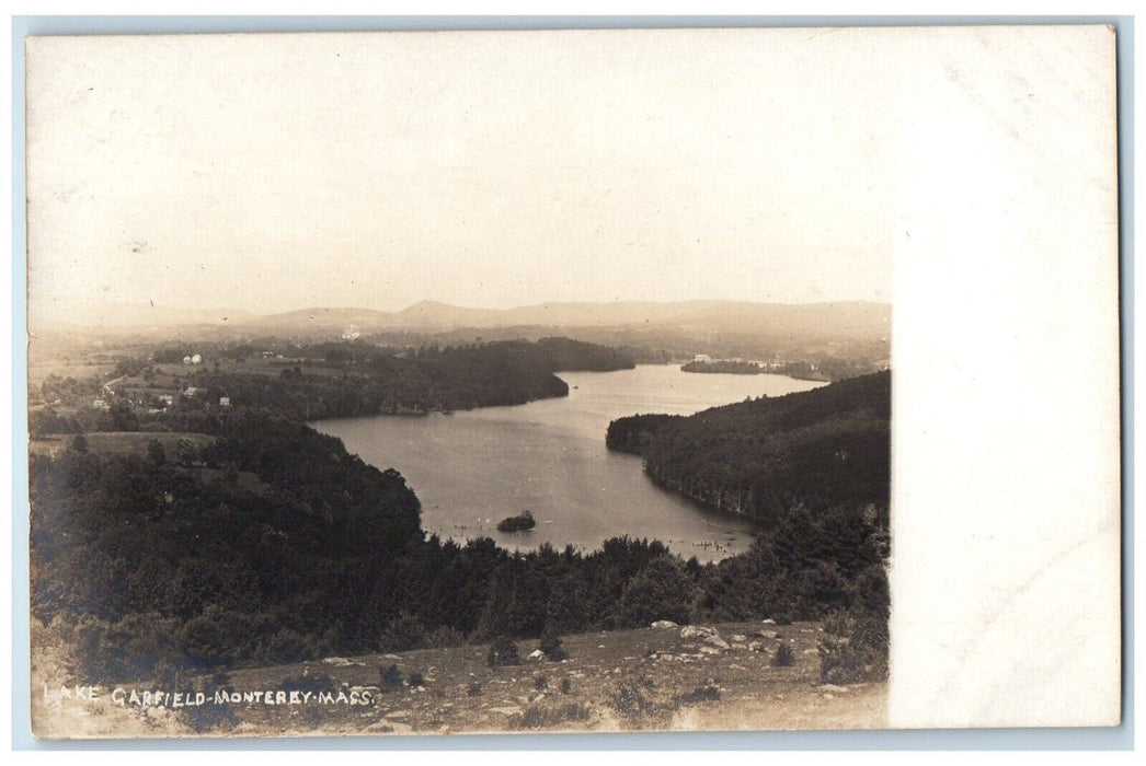 1908 Lake Garfield Birds Eye View Monterey Massachusetts MA Photo Postcard