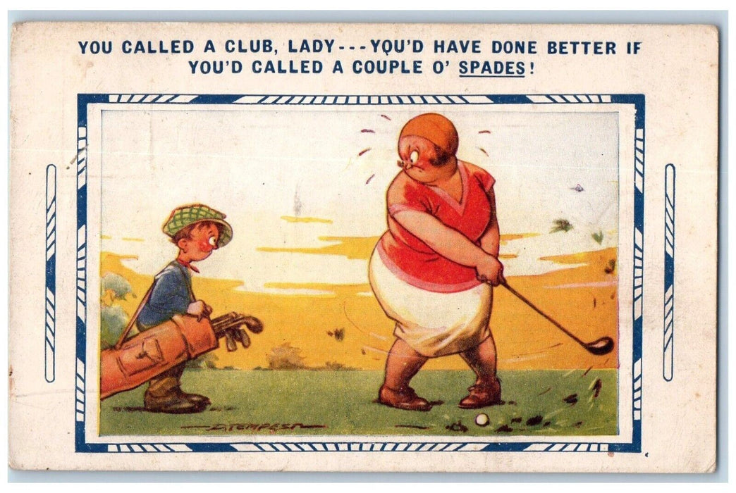 Fat Lady Golfing Bamforth Better If You'd Called A Couple O Spades Postcard